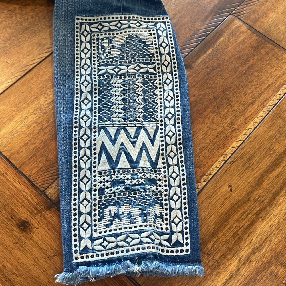 Miss Me Boho Embroidered Jeans JP7762AK blue ankle skinny denim  jeans 26 - Picture 6 of 11